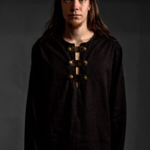 The Warrior's Attire: Handmade Men’s Viking & Medieval Black Shirt